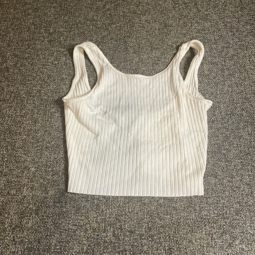 White ribbed crop tank top